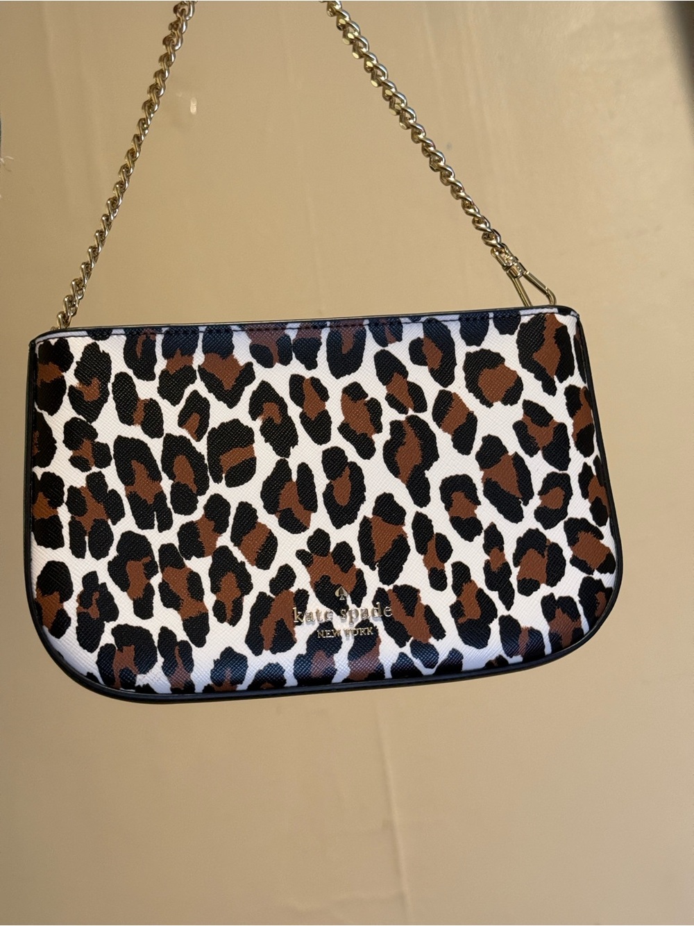 Kate Spade Leopard Print Small Shoulder Bag with Gold Chain - Picture 3 of 6